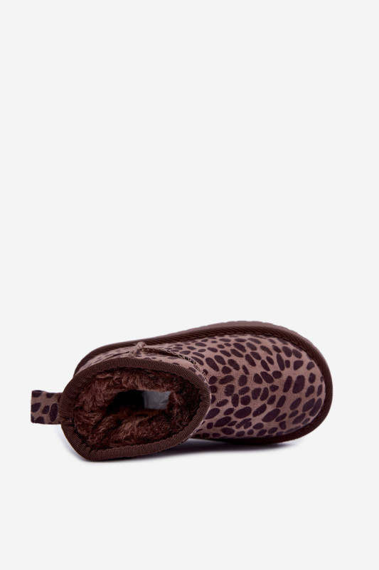 Schneestiefel mit Leopardenmuster, braun, aus Kunstveloursleder