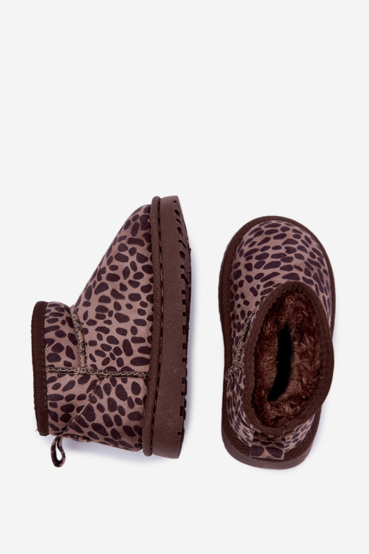 Schneestiefel mit Leopardenmuster, braun, aus Kunstveloursleder