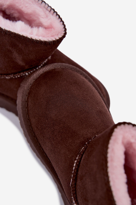 Braune Schneestiefel mit Schleife aus Velourslederimitat