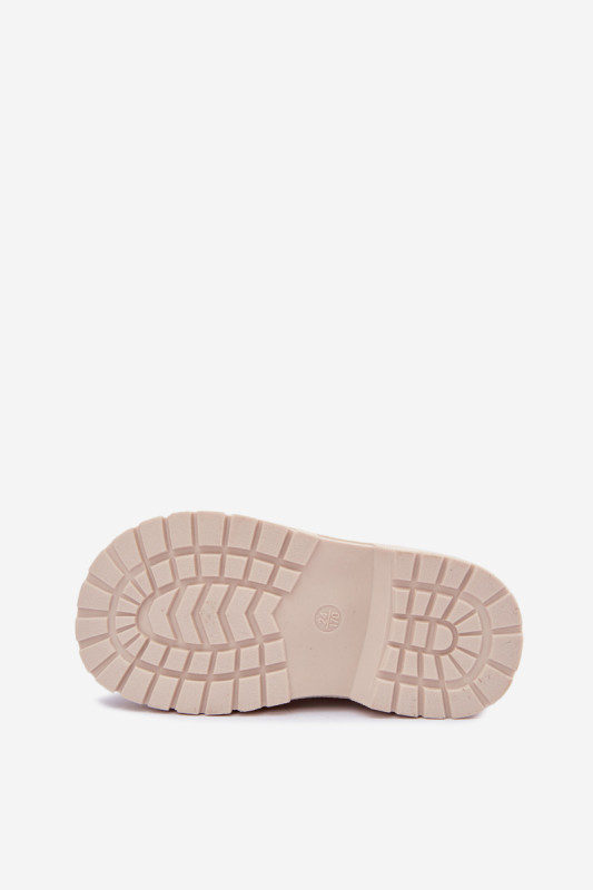 Beige gefütterte Stiefelette mit Blumenmuster