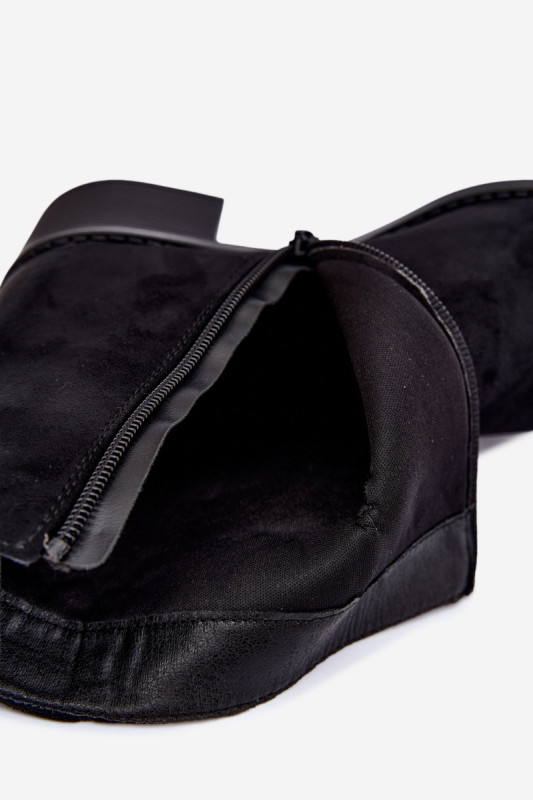 Schwarze Stiefelette mit niedrigem Blockabsatz und Reißverschluss