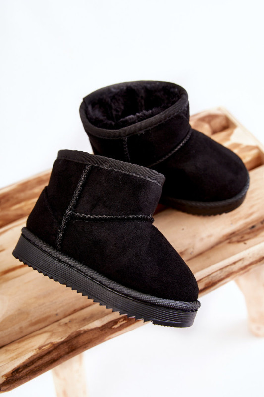 Gefütterte schwarze Schneestiefel aus Wildlederimitat