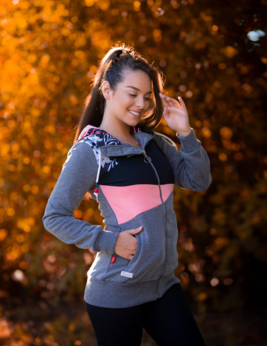 Erweitertes Sweatshirt mit Blumenmuster Graphit