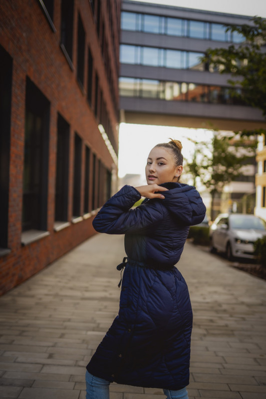 Stepp-Mantel mit Kapuze dunkelblau