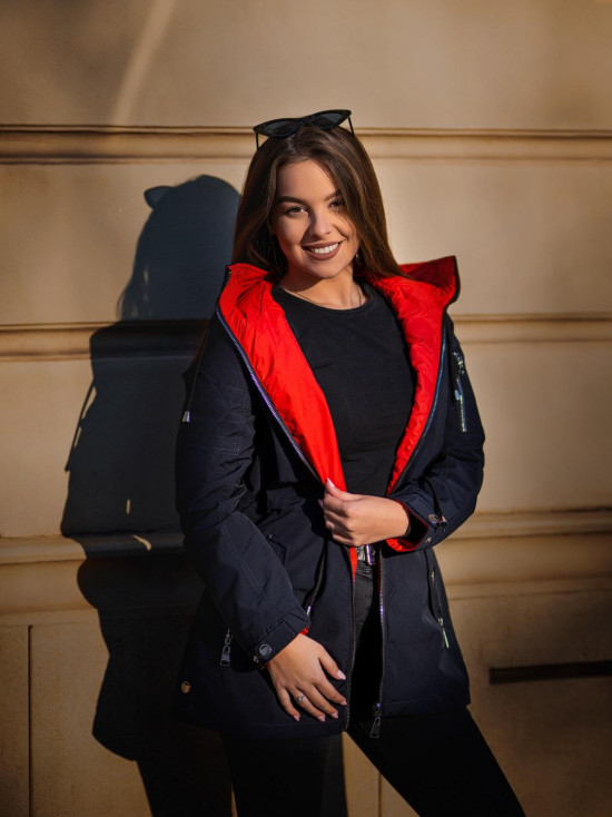Frühlings-Wendejacke  dunkelblau / rot