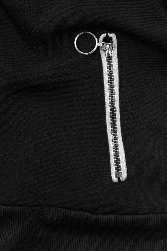 Sweatjacke mit schrägem Reißverschluss schwarz