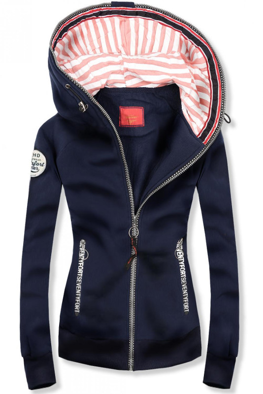 Kurzjacke mit Kapuze dunkelblau