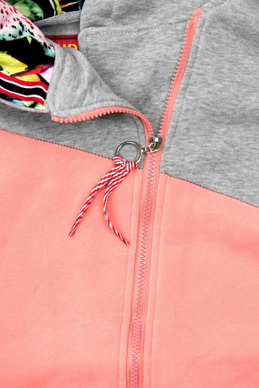 Sweatjacke im Colorblocking grau/apricot/schwarz