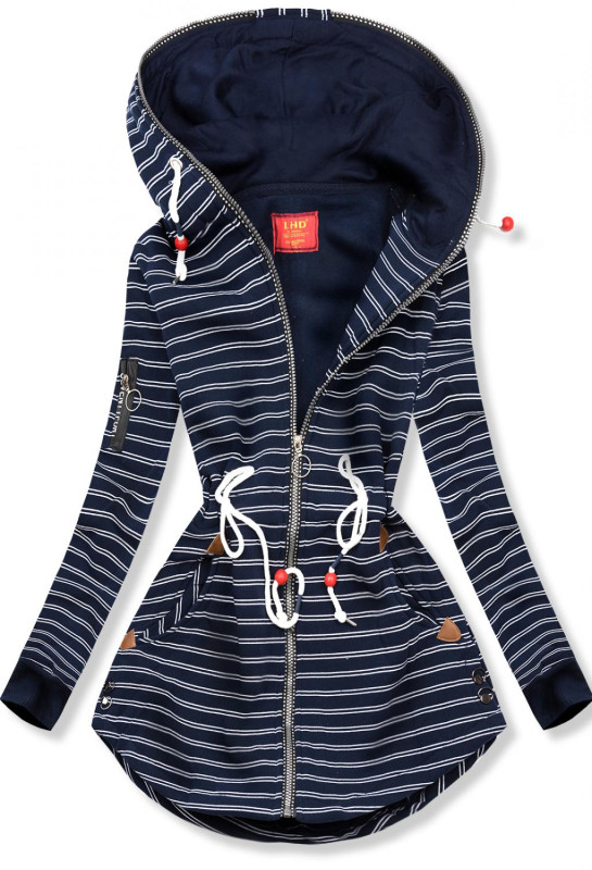 Gestreifte Sweatjacke dunkelblau