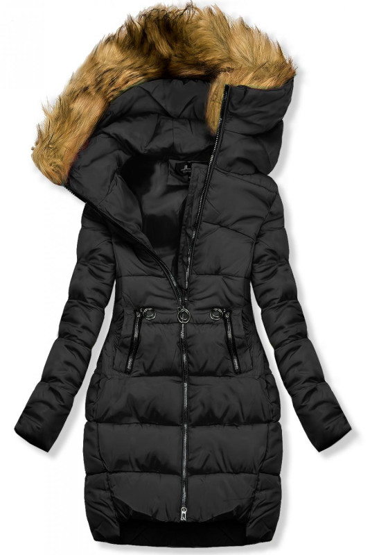 Winterjacke mit Kapuze schwarz