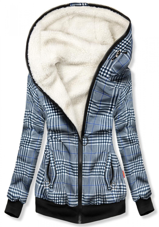 Wende-Sweatjacke mit Kapuze blau/weiß