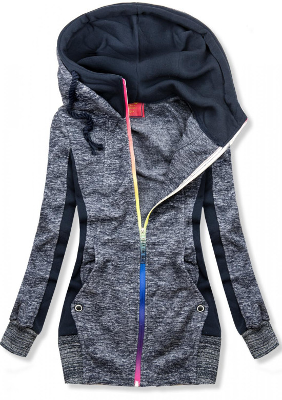 Fleecejacke mit Kapuze dunkelblau