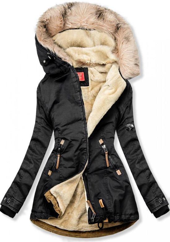 Parka LHD mit Teddy-Stoff gefüttert black/beige