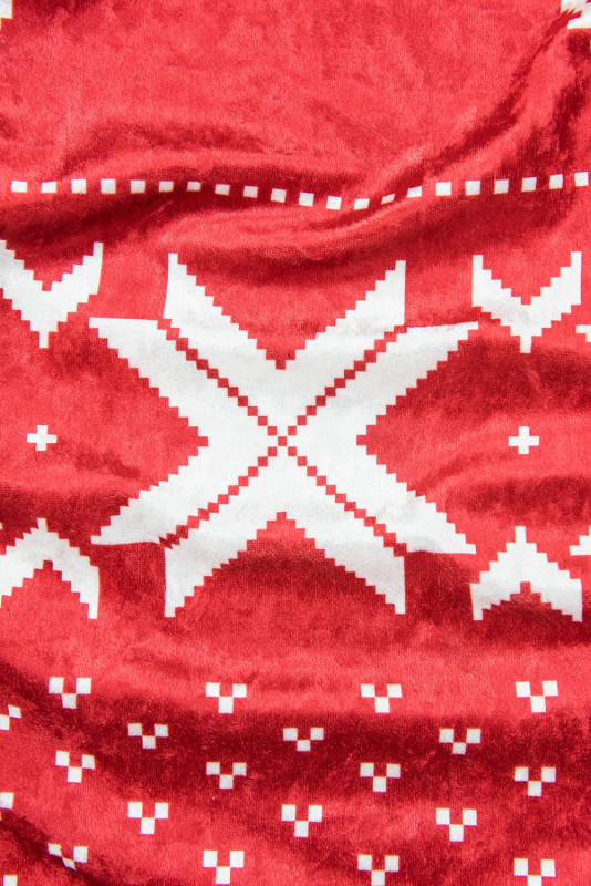 Velourskleid mit Weihnachts-Print rot