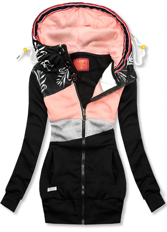 Erweitertes Sweatshirt mit Blumenmuster schwarz