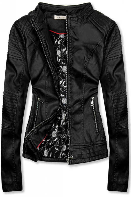 Gesteppte Kunstlederjacke schwarz