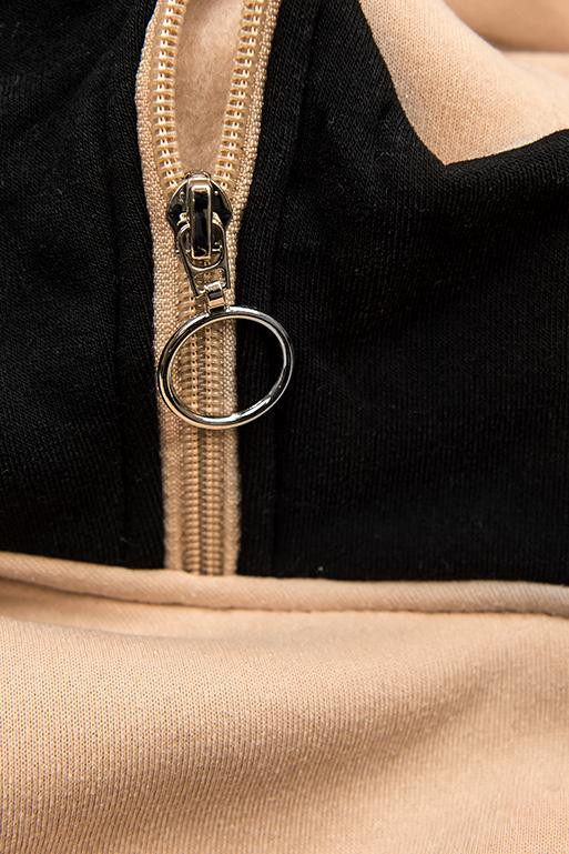 Verlängertes Sweatshirt schwarz / beige