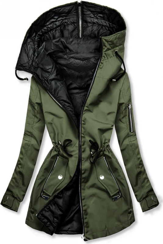 Frühlings-Wendejacke  khaki / schwarz