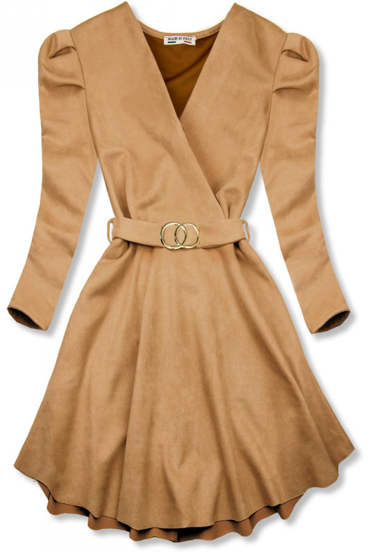 Braunes Kleid mit gerafften Ärmeln