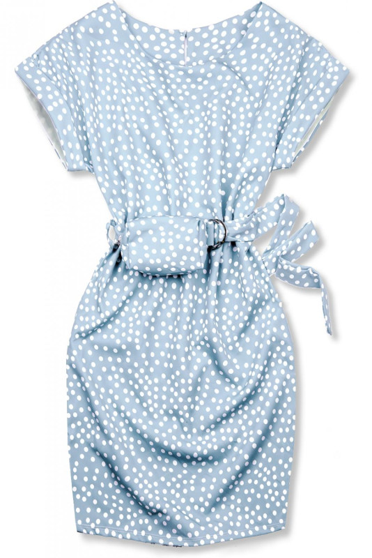 Hellblaues Kleid mit Tasche in der Taille