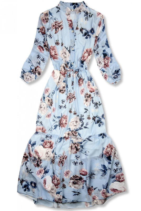 Blumiges Midikleid hellblau