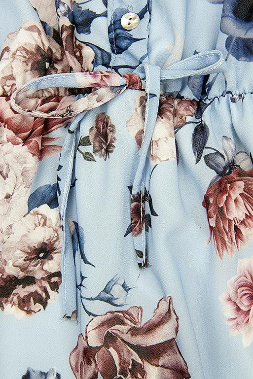 Blumiges Midikleid hellblau