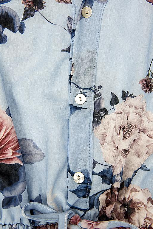 Blumiges Midikleid hellblau