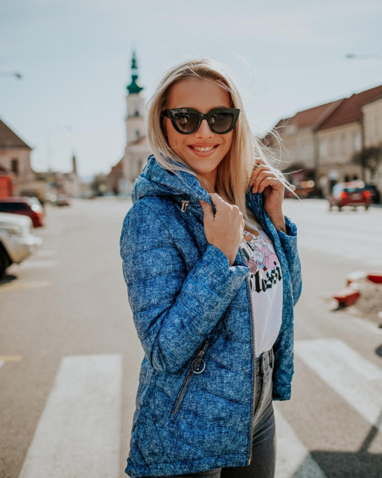 Melierte Frühlingsjacke hellblau