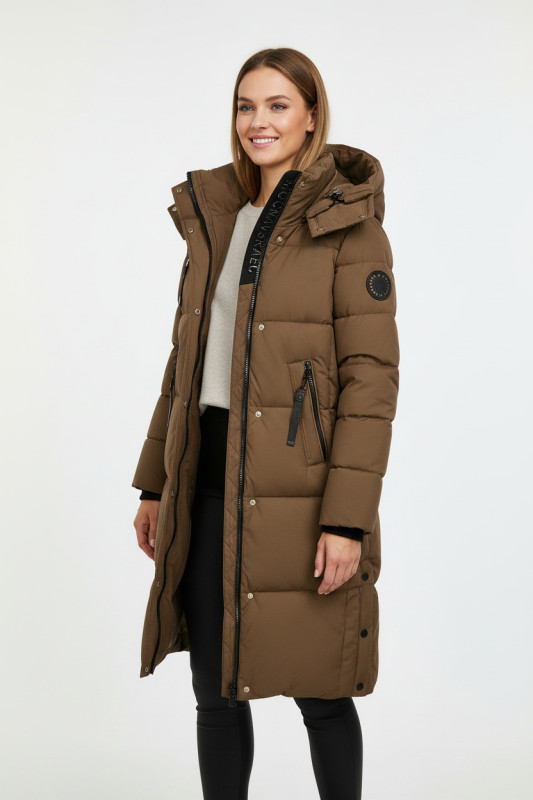 Schokoladenbraune Damen-Winterjacke im Langschnitt BLIZZARD