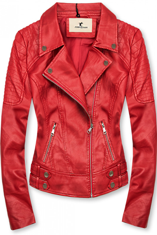 Lederimitatjacke im Biker-Look rot