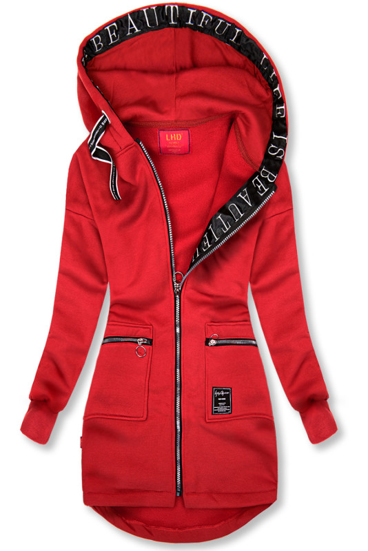 Sportliche lange Sweatjacke rot
