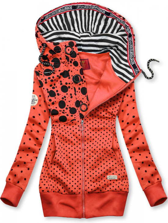 Verlängerte Sweatjacke mit Kapuze orange