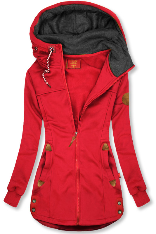 LHD Sweatjacke mit Gummi in der Taille rot