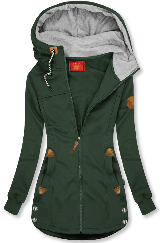LHD Sweatjacke mit Gummi in der Taille smaragdgrün