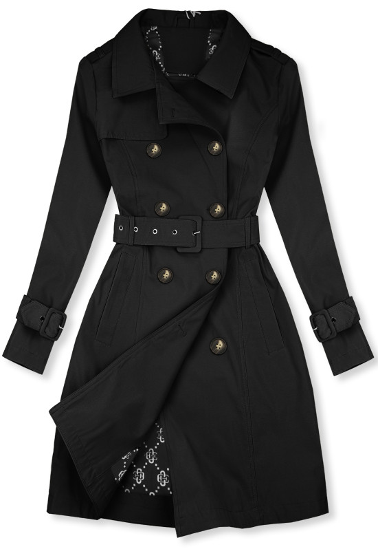 Zweireihiger Trenchcoat Schwarz