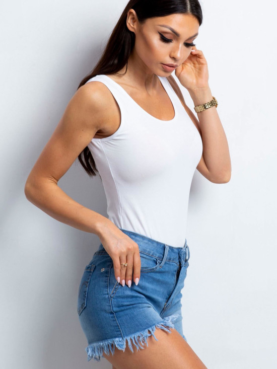Weiße ärmellose Body