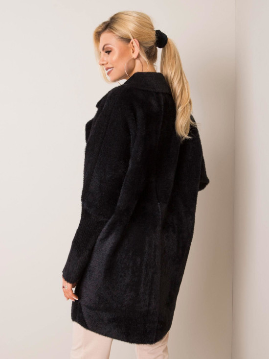 Schwarzer Alpaka Fluffy Mantel