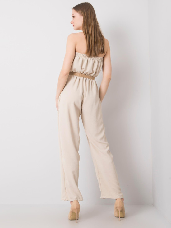 Helle beige Overall mit Gürtel von RUE PARIS
