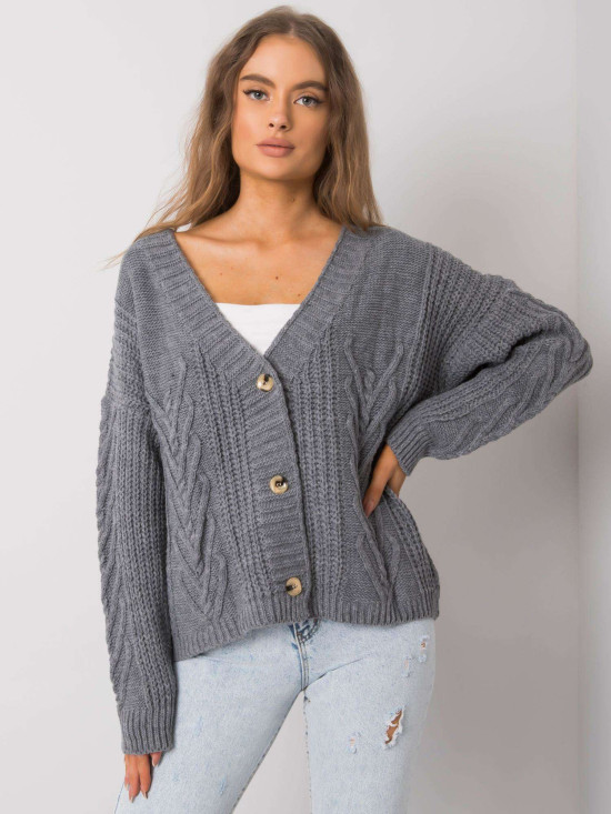 Grafitfarbener Oversize-Pullover OCH BELLA