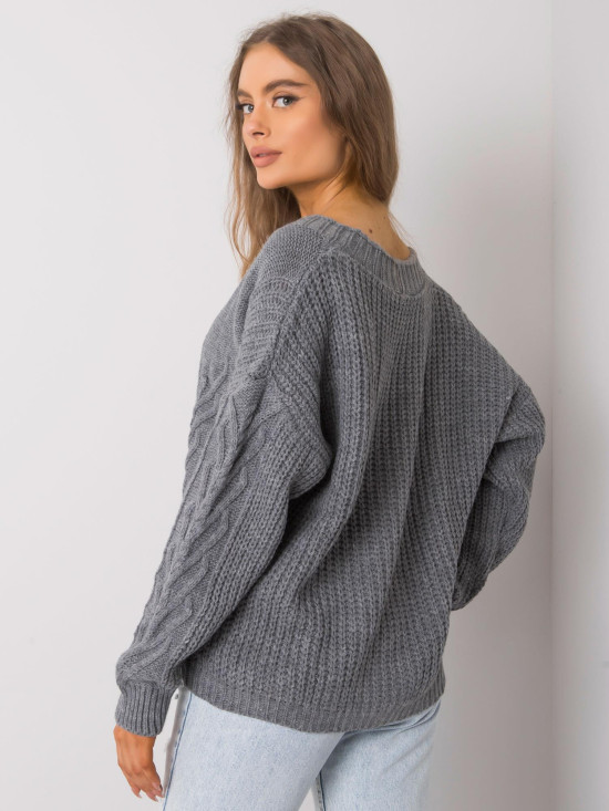Grafitfarbener Oversize-Pullover OCH BELLA