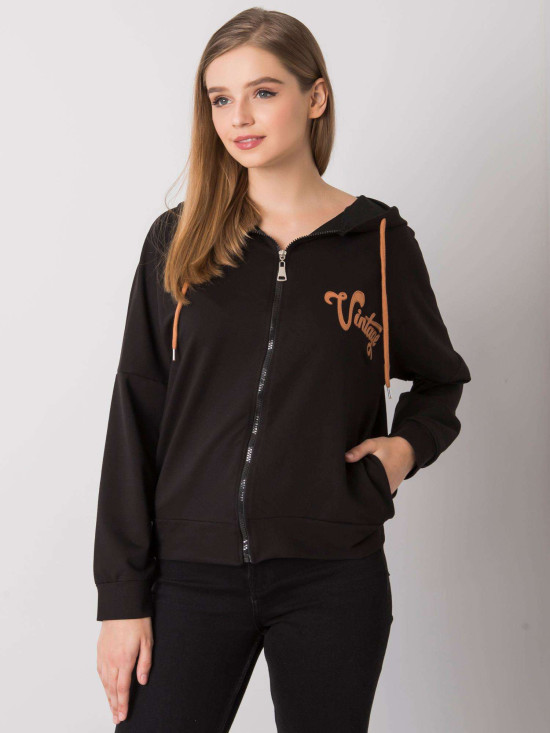 Schwarze Kapuzenjacke mit Reißverschluss