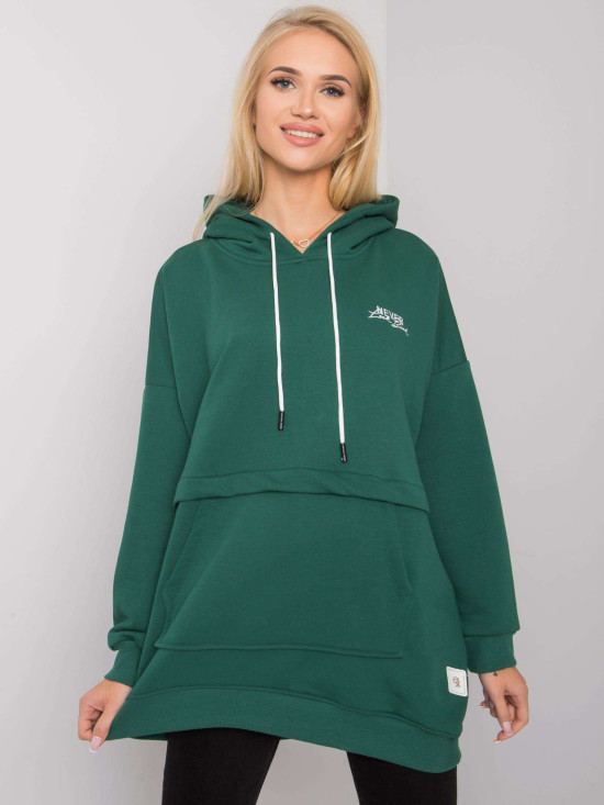 Dunkelgrüne Damen Kapuzenpullover