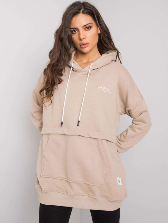 Beige Damen Kapuzenpullover
