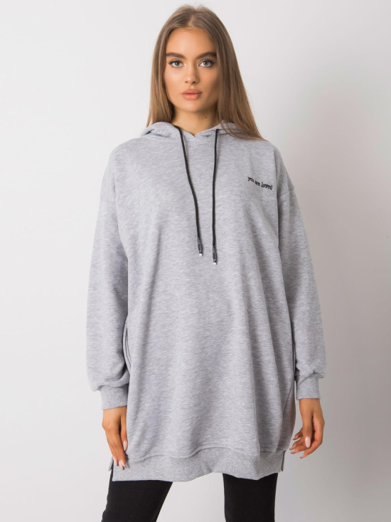 Graue melierte Damenhoodie mit Kapuze