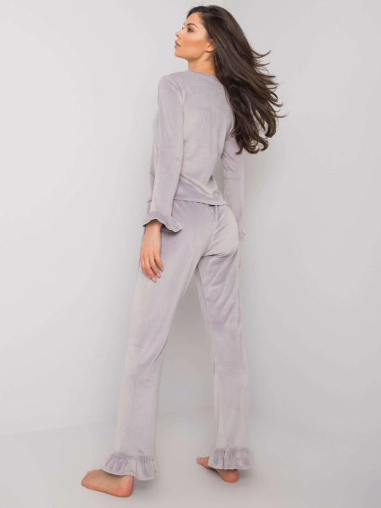 Grau Damen-Pyjama mit Rüsche