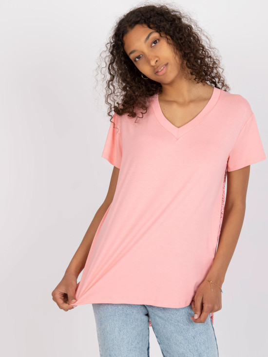 Stylische Bluse mit V-Ausschnitt in Hellrosa