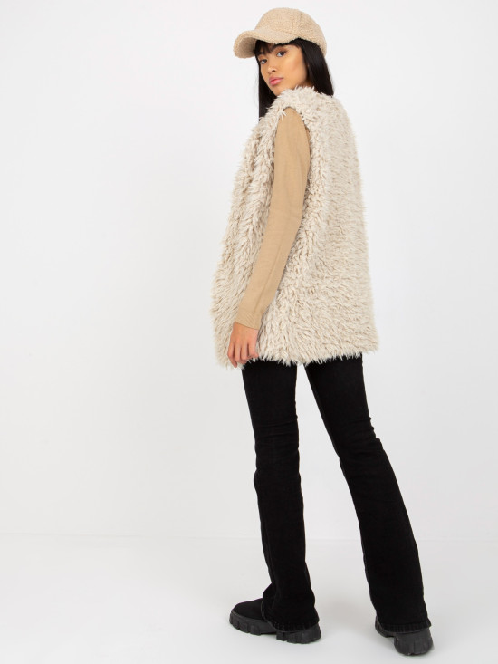 Beige Fellweste mit Futter Hallie
