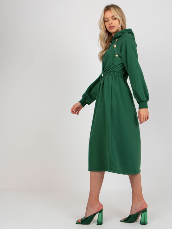 Dunkelgrünes ausgestelltes Kapuzenkleid