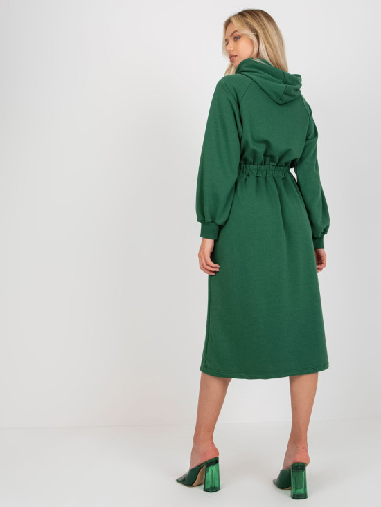 Dunkelgrünes ausgestelltes Kapuzenkleid