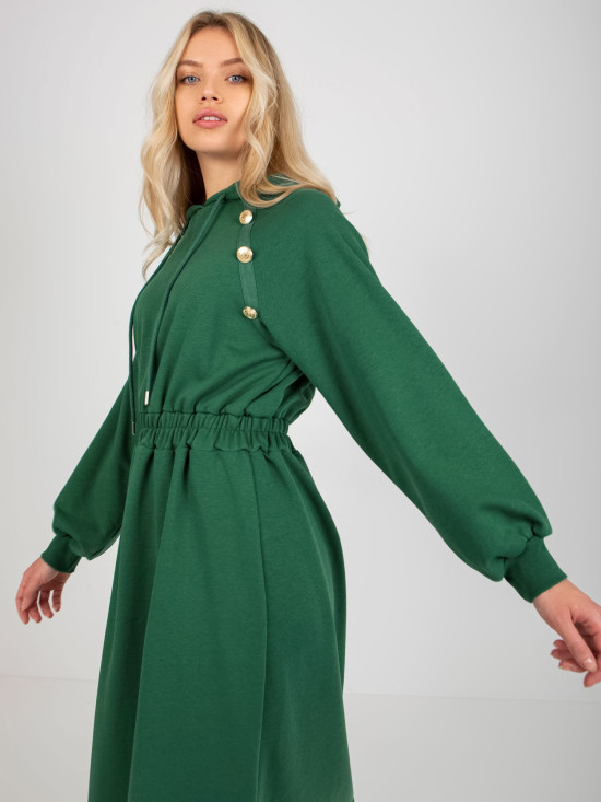 Dunkelgrünes ausgestelltes Kapuzenkleid